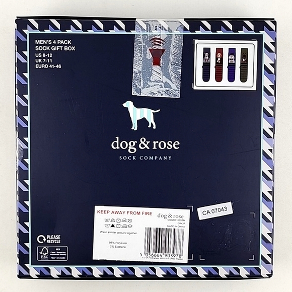 Dog & Rose 4 Pack Men's Novelty Dog Print Socks Gift  Box Size 8-12 - Picture 7 of 9